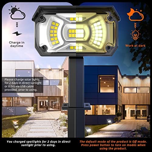 LEREKAM Solar Spot Lights Outdoor,40 LEDs Solar Outdoor Waterproof Landscape Lights with 3 Light Modes, Solar Powered Garden Yard Wall Lights Auto On,Off for Patio 8 Pack - Image 5