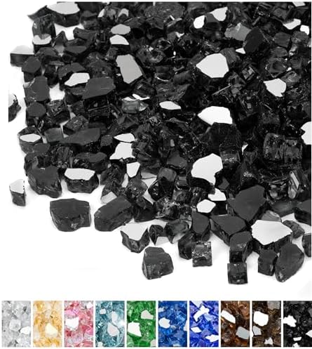 Mr. Fireglass 10 lb High Luster Fire Glass, 1/4 Inch Reflective Onyx Black by Mr.+Fireglass