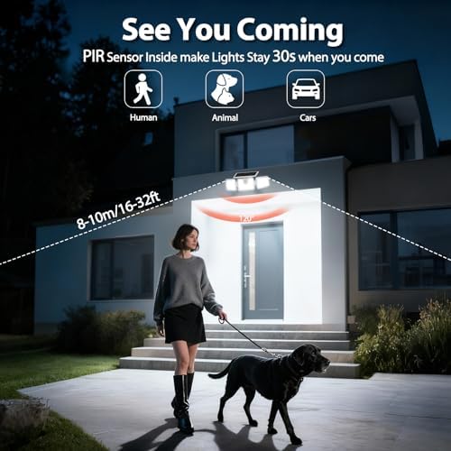 INCX Solar Lights Outdoor, 3000LM Motion Sensor Outdoor Lights, 2PCS, White - Image 2