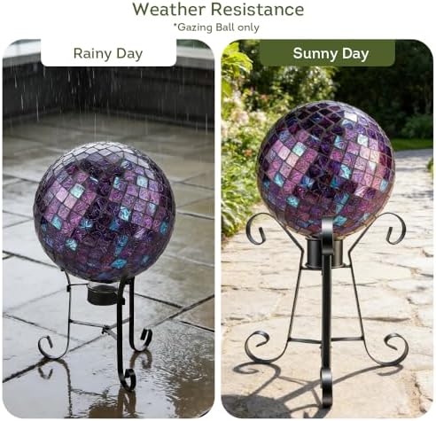 Lily's Home Colorful Mosaic Glass Gazing Ball, Designed with a Stunning Holographic Petal Mosaic Pattern to Bring Color and Reflection to Any Home and Garden, Purple Mirrors (10" Diameter) - Image 6