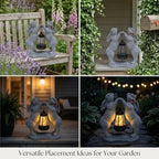Solar Bunny Couple Garden Statue with Lantern Outdoor Decor - Image 6