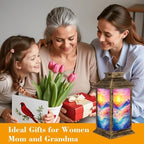 Solar Lantern Outdoor Waterproof Colorful Abstract Watercolor Wildflower Aesthetic Landscape Mountain Garden Decor LED Solar Lights Hanging/Tabletop Lamp Gifts for Women Mom for Outside Yard Patio - Image 4