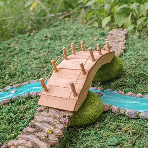 Treasure Gurus Miniature Wooden Arch Bridge Fairy Garden Ornament Outdoor Dollhouse Decor Supply - Image 5