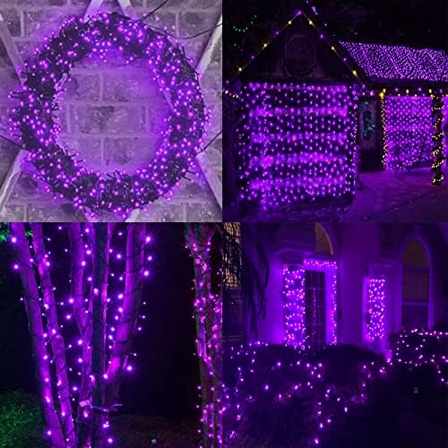 YIQU 2 Pack 144 FT 400 LED Solar Halloween Lights String Outdoor Purple - Image 3
