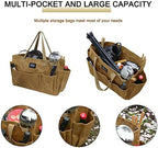 Portable Garden Camping Tool Storage Bag,Waxed Canvas Firewood Carrier Tote bag,Collapsible Sturdy Garden Basket Great for Women, Gardener, Electrician, Repairer (Khaki) - Image 3