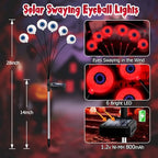 Kohlrabi Halloween Decorations Outdoor, 8 Pack 48 LED Solar Red Scary Eyeball Swaying Lights, Solar Firefly Light Waterproof Outdoor Lights for Yard Garden Party - Image 2