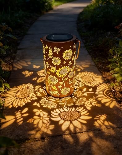 Colorful Sunflower Glow Solar Garden Lantern, 2026 Waterproof Outdoor Solar Powered Hanging Light for Garden, Patio, Pathway Lantern, Let Your Garden Bloom with Light After Sunset (Warm*1, Small) by Unknown