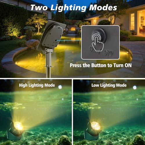T-SUN Solar Pond Lights, 3-in-1 Warm White LED Submersible Pond Lights - Image 5