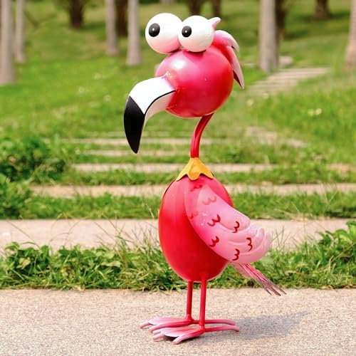 Kircust Flamingo Decor Yard Decorations Outdoor Garden Statue Outside Metal Bird Courtyard Art Pink Flamingos for Patio Backyard Porch Decoration - Image 2
