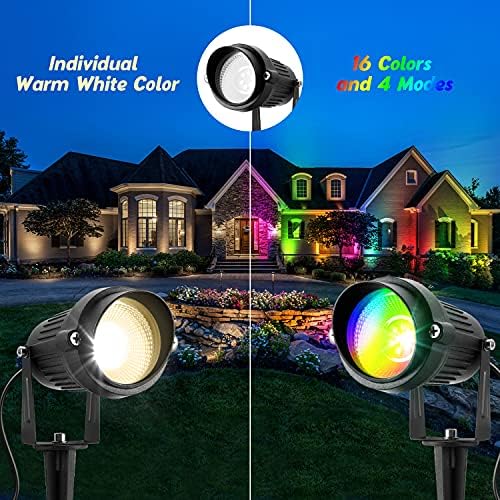 Christmas Outdoor Spotlight 120V LED Spot Lights Outdoor RGB 12W Color Changing Landscape Lights with Remote Control Waterproof Spot Lights Outdoor for Yard Path Garden Decorative (2Pack) - Image 3