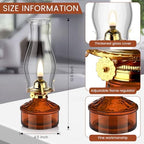 Tuanse 2 Pcs Oil Lamps for Indoor Use Vintage Hurricane Emergency Glass Oil Lamps Large Lantern Classic Decorative Oil Lamp for Home Tabletop Emergency Lighting Supplies(Brown) - Image 2
