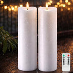 4" x 14" Large Outdoor Flameless Candles with Remote, Waterproof Candles by SEHNSY