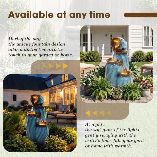 TITIMO 29.9" Outdoor Water Fountain, Stacked Faux Ceramic Garden Fountain - Image 6