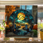 Bats and Graveyard Halloween Acrylic Suncatcher - Image 4