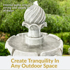 Sunnydaze 35" 2-Tier Solar Water Fountain, 4 hrs Battery Backup, White - Image 2