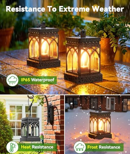 KOOPER 4 Pack Solar Lanterns Outdoor Waterproof, Brighter Hanging Solar Lantern Lights for Outside, Auto ON/Off Lanterns Decorative Outdoor for Garden Table Yard Path Tree Patio Lawn Decor, Gifts - Image 5