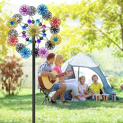 Wind Spinners Outdoor, Kinetic Wind Spinner,Yard Art Windmill with Metal Stake, Metal Wind Sculptures & Spinners,Waterproof Pinwheels Large Wind Spinner for Yard and Garden (Snow-Colour) - Image 5