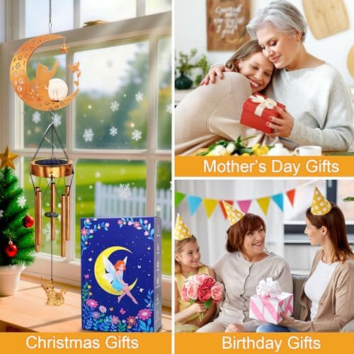 Solar Moon Cat Wind Chimes,Cat Lover Gifts for Mom Women Mothers Day - Image 2
