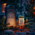 Poceacles Solar Lights Outdoor Waterproof Cemetery Solar Outdoor Candle Grave Decoration Votive Candles Blessed Lights for Loss of Loves One, Black Cat Autumn Leaf, Set of 2 - Image 2