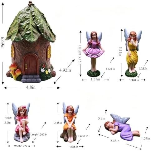 6 Pcs Mini Garden Furniture Treehouse Fairy Garden Accessories Kit Resin - Image 6