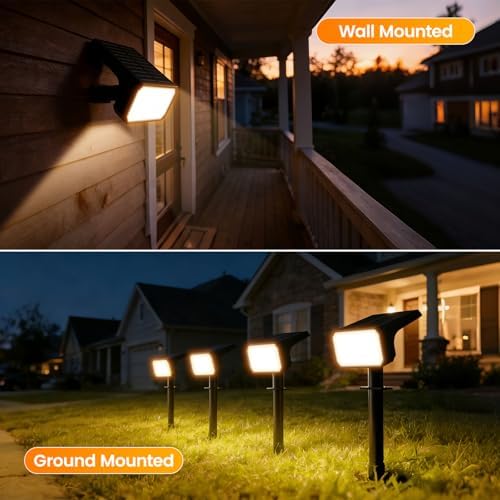 Fabrito Upgraded Solar Spot Lights Outdoor IP67 Waterproof 8 Pack, [108 LEDs, 4 Modes, 800LM] Dusk to Dawn Spotlights for All Night, 2-in-1 Solar Landscape Lights for Garden, Yard, Tree, Warm White - Image 6