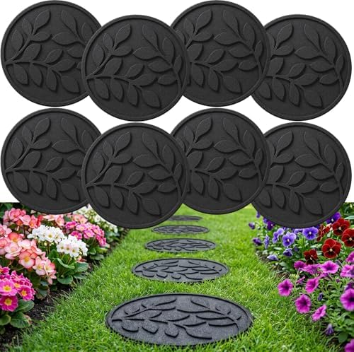 Nuanchu Leaf 8 Pack Rubber Stepping Stones 17" by Nuanchu