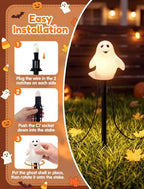 10.5FT Halloween Pathway Lights, 5PK LED Smiling Ghost Lights Outdoor - Image 4