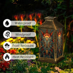 Solar Lantern Mid Century Wolf Stained Glass Outdoor Waterproof Garden Hanging Lantern Solar Powered Lighting Outside Solar Light for Patio Yard Camping, Gifts for Women Mom - Image 3