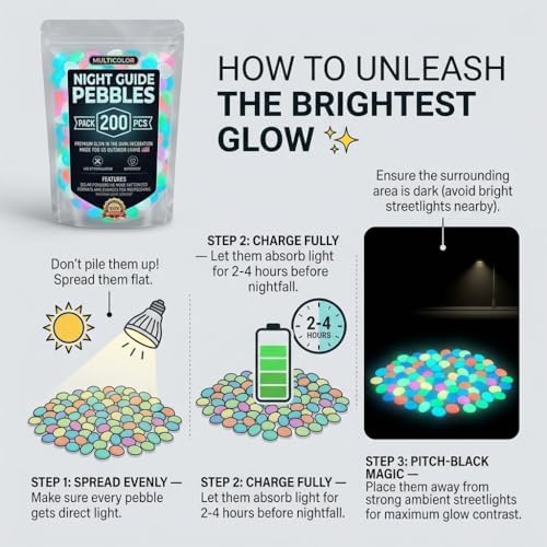 Brighten Up Your Garden with Colorful Glow in the Dark Garden Stones - Luminous Pebbles Perfect for Outdoor Decor, Fish Tanks & Patios (1000pcs) - Image 4