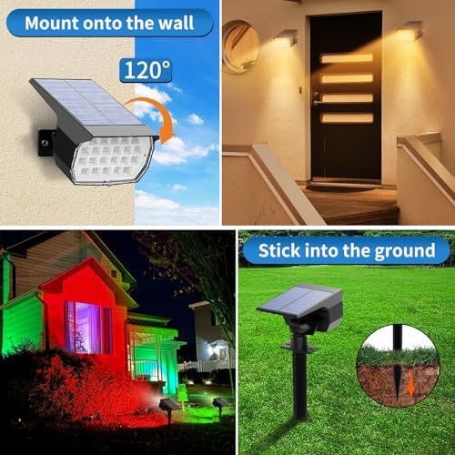Tadyreal Solar Color Changing Spot Lights Outdoor Waterproof Colored RGB Solar Powered Landscape Lights for Yard 7 Lighting Modes Multicolor Solar Spotlights for Pathway Garden Outside (10 Pack) - Image 5