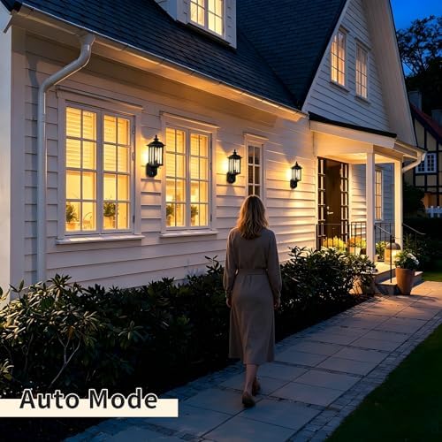 JYO 16" Motion Sensor Outdoor Wall Light Fixtures, Outdoor Wall Sconce with Seeded Glass & E26 Socket Matte Black Wall Mount Exterior Waterproof Wall Lantern for House Front Door Garage (01-BK-MA) - Image 7