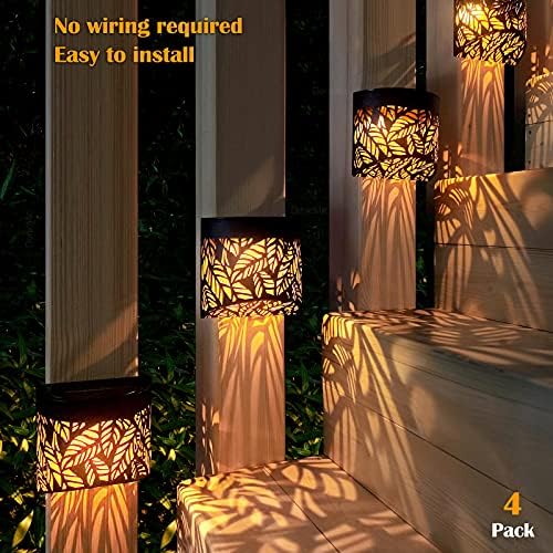 DenicMic Solar Wall Lights Outdoor 4 Pack Fence Solar Lights Led - Image 6