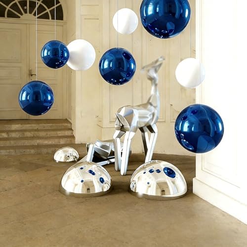 1 Pcs Garden Sphere Mirror Gazing Ball, Stainless Steel Polished Reflective Smooth Hollow Globe Ball, Shiny Decorations Addition to Garden Patio Yard Home, Blue(Size:13.77 in/35 cm) - Image 7