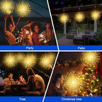 Solar Christmas Firework Lights Outdoor, 5 Pack 1000LED Solar Starburst Lights with Remote, 8 Modes Dimmable Waterproof Hanging Fairy Lights for Garden, Patio, Holiday Christmas Decor (Warm White) - Image 4