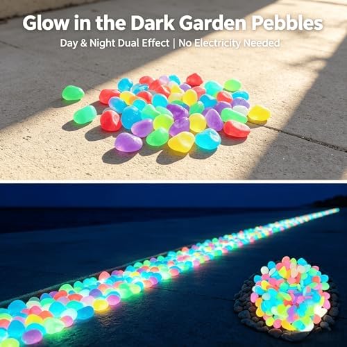 Glow in the Dark Rocks Outdoor Colorful Glow-in-the-Dark Garden Stones Night Guide Pebbles Glowing Pebbles for Garden Outdoor Fish Tank Aquarium Decorations (Multicolor,1000) - Image 3