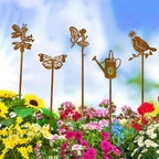Garden Decorations 5pcs Rusty Metal Stakes - Rustic Outdoor Decor -of Rust-Look Stakes for, Patio Balcony - Vintage Yard Art with Handcrafted Appeal - Image 7