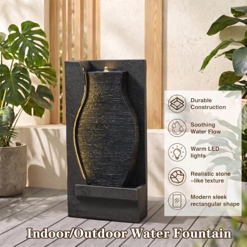 28H Modern Indoor/Outdoor Water Fountain with Soothing LED Light - Image 4