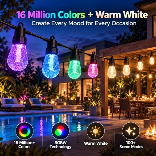 Outdoor RGBW String Lights,50FT 20 Bulbs - Image 2