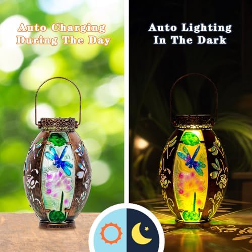 STARSOUL Solar Lantern Outdoor Waterproof, Hanging Solar Lantern for Patio Garden Yard Decor, Dragonfly Garden Decor, Dragonfly Gift for Women - Image 5