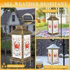 Solar Lantern Outdoor Waterproof Watercolor illustrations marine animals octopus seahorse crab starfish Garden Decor LED Hanging Solar Lights Tabletop Lamp Gifts for Women Mom Outside Yard Patio Porch - Image 3