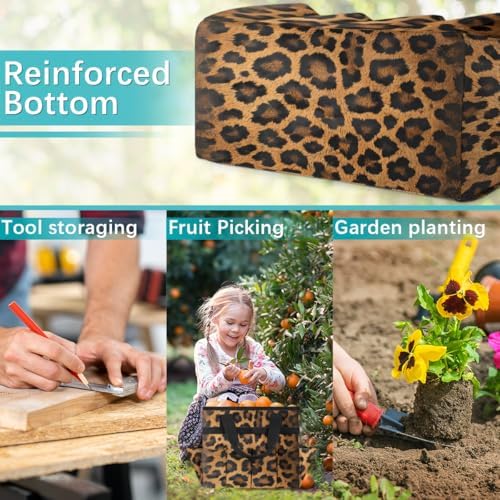 Leopard Print Garden Tool Bag Organizer Heavy Duty Wild Safari Skin Pattern Gardening Tote Bag with 10 Pockets for Women Men Gardening Gifts - Image 7