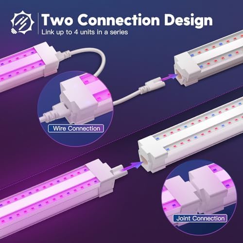 FREELICHT 2Pack 4FT Grow Light for Indoor Plants, 40W=250W, Red Blue - Image 5