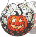 9.84 Inch Stained Glass Window Hanging Halloween Pumpkin Ghost Sun Catchers Spooky Autumn Suncatchers for Windows Hanging Stain Glass Decoration for Garden Outdoor Indoor Window Decor Gift by Unknown