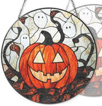 9.84 Inch Stained Glass Window Hanging Halloween Pumpkin Ghost Sun Catchers Spooky Autumn Suncatchers for Windows Hanging Stain Glass Decoration for Garden Outdoor Indoor Window Decor Gift by Unknown