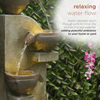 Alpine Corporation 40” Tall Indoor/Outdoor 4-Tier Fountain with LED Lights, Cascading Pot and Bowl Water Feature, Elegant Waterfall for Garden, Patio & Home, Brown - Image 5
