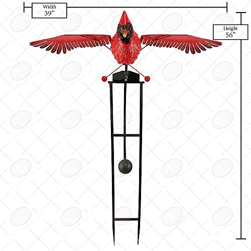 Red Carpet Studios Garden Stake Yard Art Metal and Glass Balance Rocker with Heavy Duty Stake, 4.5 Feet Tall, Cardinal - Image 4
