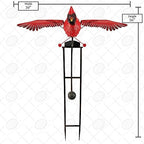 Red Carpet Studios Garden Stake Yard Art Metal and Glass Balance Rocker with Heavy Duty Stake, 4.5 Feet Tall, Cardinal - Image 4