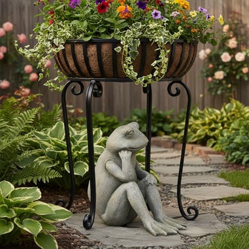 Braxio Frog Statue Outdoor Garden Decor - Large Sitting Thinking Frog Sculptures for Patio, Yard, Pond, Lawn, Porch Unique Home & Garden Gift Idea 13 x 6.7 x 12.3 Inches - Image 3