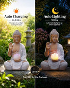 Nacome Solar Buddha Garden Statue Decor: Sitting Figurine with Lotus Light - Image 5