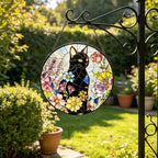 Larger 12-in Black Cat Suncatcher Stained Glass Window Hanging Sun Catcher - Image 2